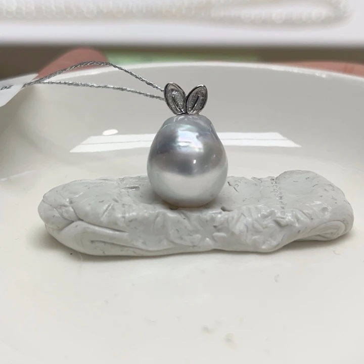 吊坠(不含链)银S925镶嵌海水珍珠12-13m 81号