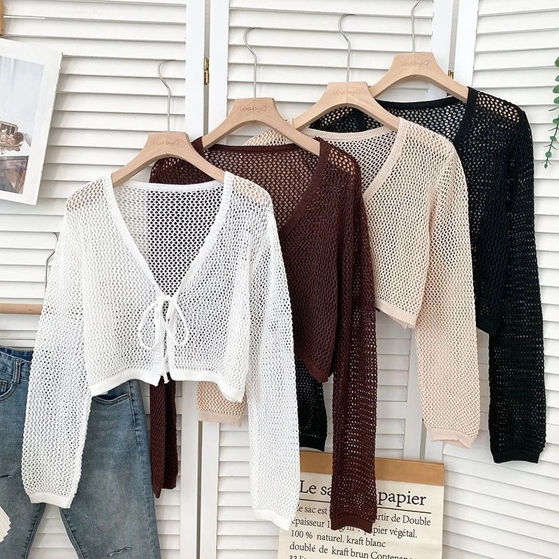 夏季防晒镂空薄款不褪色毛针织衫宽松韩版可露丽风