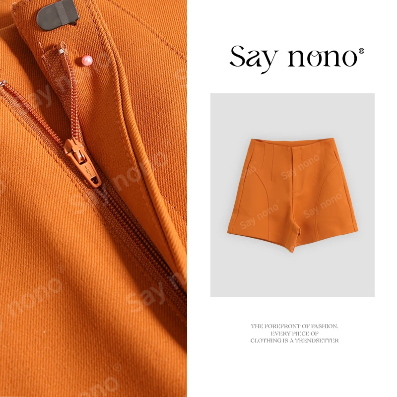 懒猫nono│Saynono 立体打褶高腰A字阔腿休闲西裤短裤/XX16681