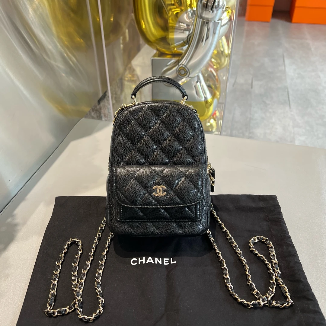 未使用 Chanel/香奈儿 24B小书包mini全新现货双肩包 荔枝牛皮