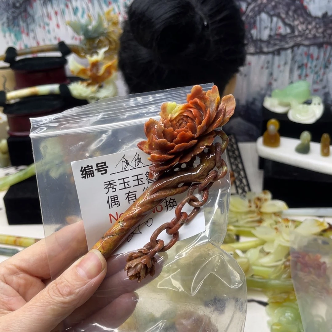 【闪购商品】蛇纹石玉发饰合金依*⸜