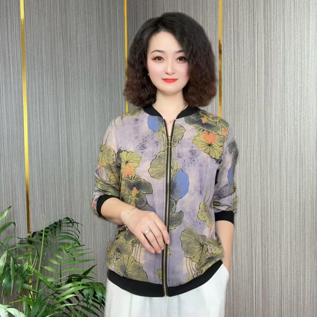 (8116)中老年气质长袖上衣女士开衫外套