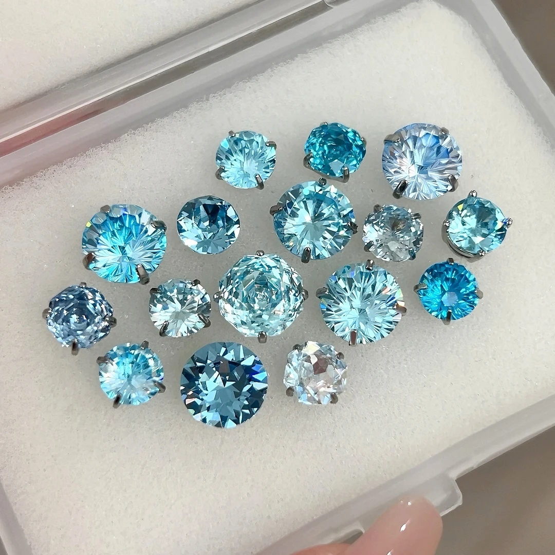 钛钢耳饰 奶蓝泡芙 RINGRING商店蓝色系钛钢养耳耳骨钉清冷感耳钉
