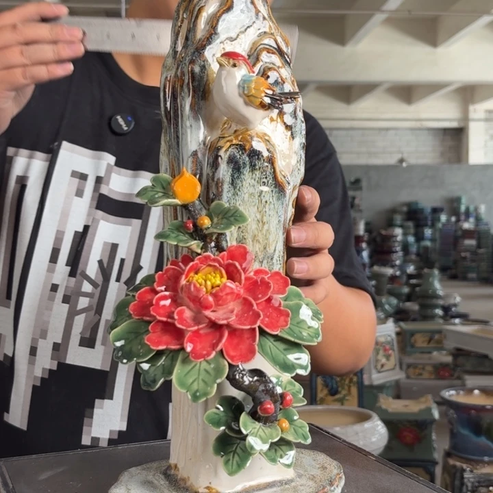 。一风堂石湾花盆 气孔 侧口宽4高7 总高39