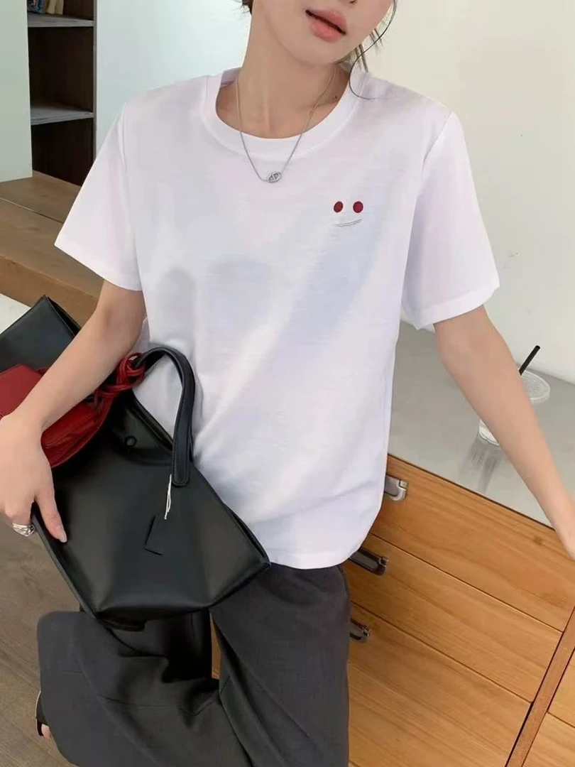 8016春季新款显瘦洋气百搭时尚笑脸短袖T恤女