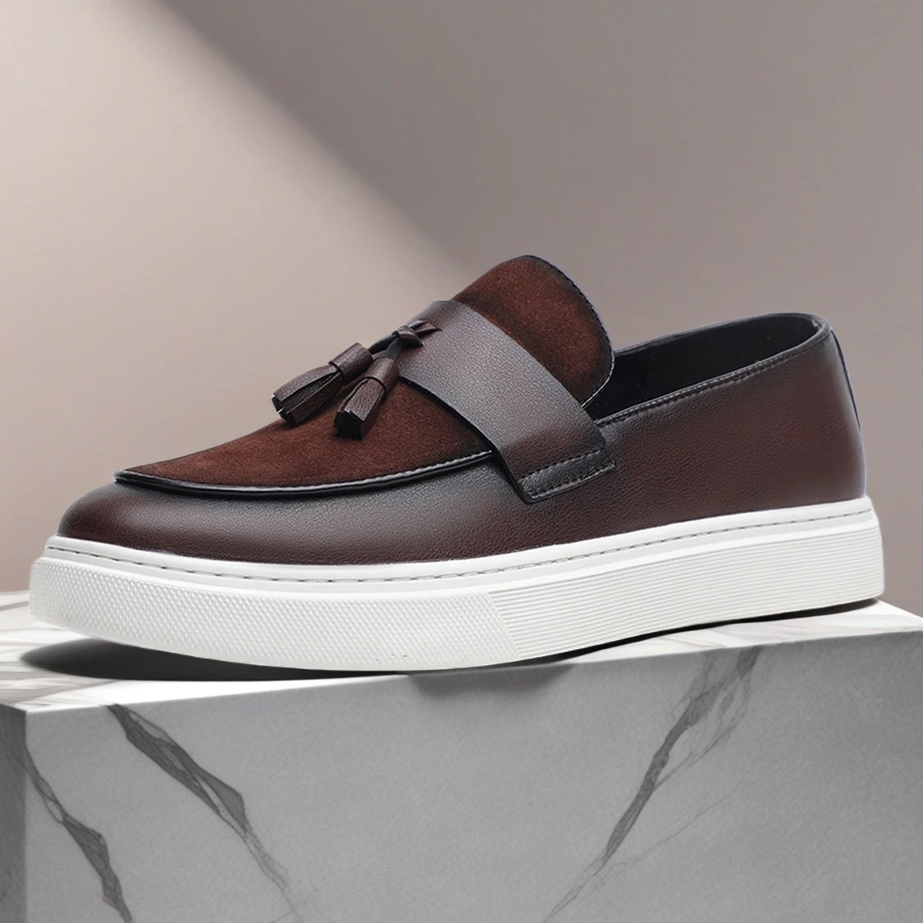 林肯国际正品真皮轻奢男款鞋2025新款磨砂牛皮时尚休闲鞋简约板鞋