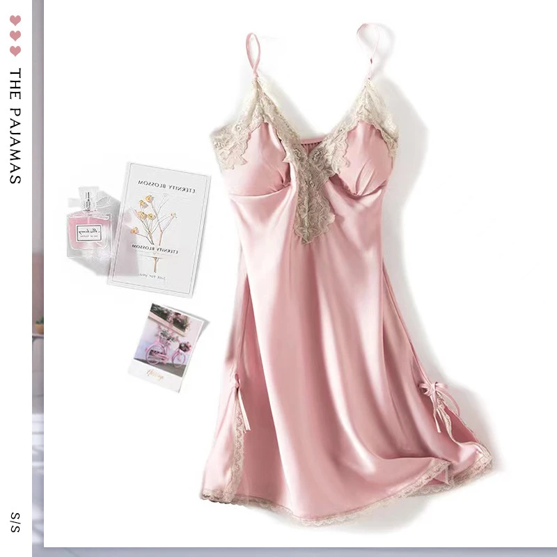 热款吊带睡裙夏季性感带胸垫短款睡衣家居服吊带睡裙女春夏薄款