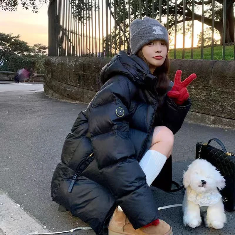 A163#冬季锁温暖背男女同款黑金羽绒服加厚保暖休闲连帽外套