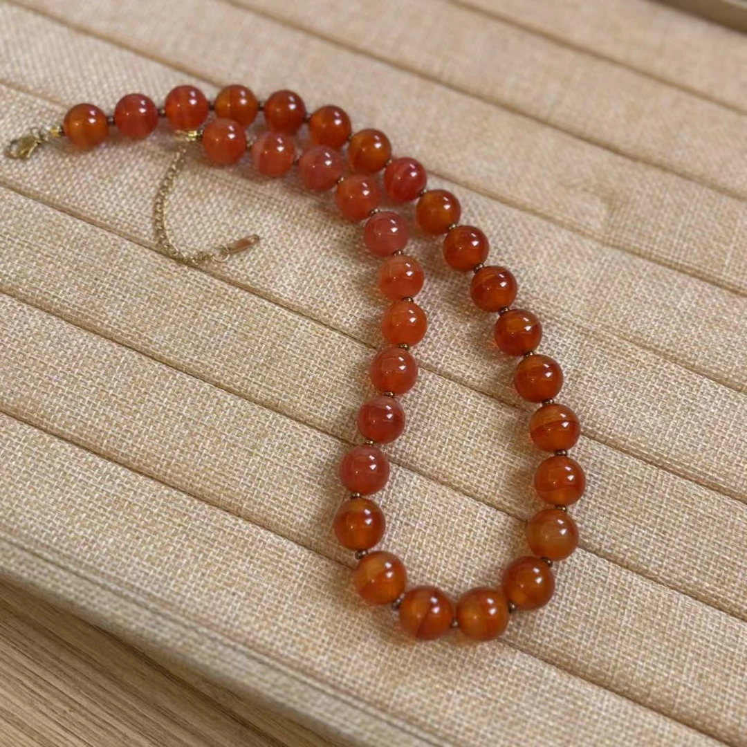 合金项链 XY216-1 红色冰种瑙瑙巴西料项链