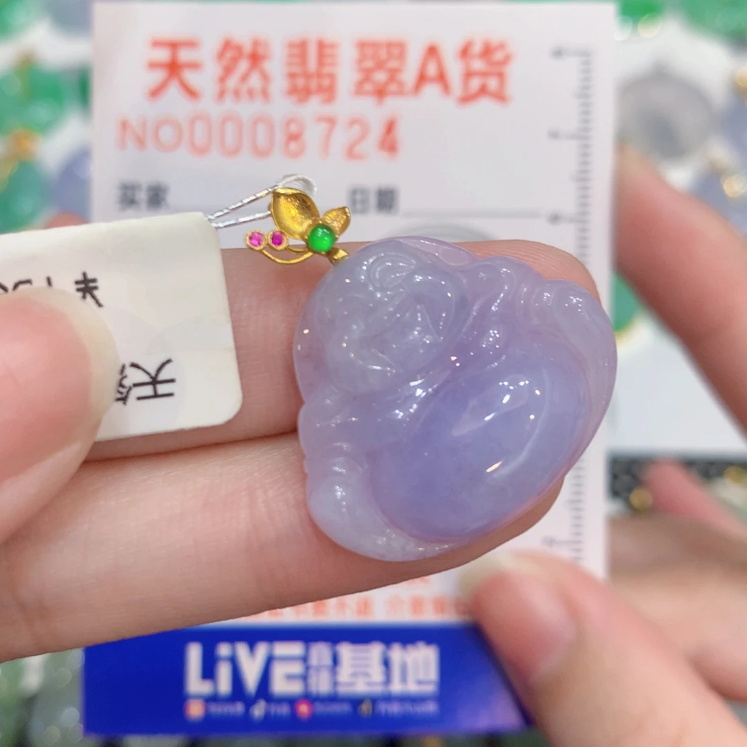 翡翠18K金镶嵌颈饰佛公