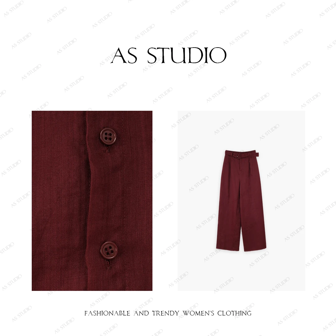 【AS木槿】25新原创100苎麻带腰带松紧腰百搭休闲裤AS25XXXK00791