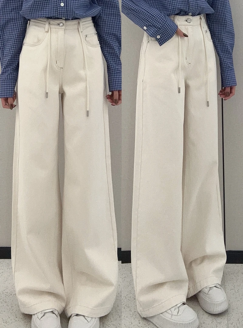 WIWH长裤｜休闲百搭简约高腰显瘦牛仔裤WHCN1E002