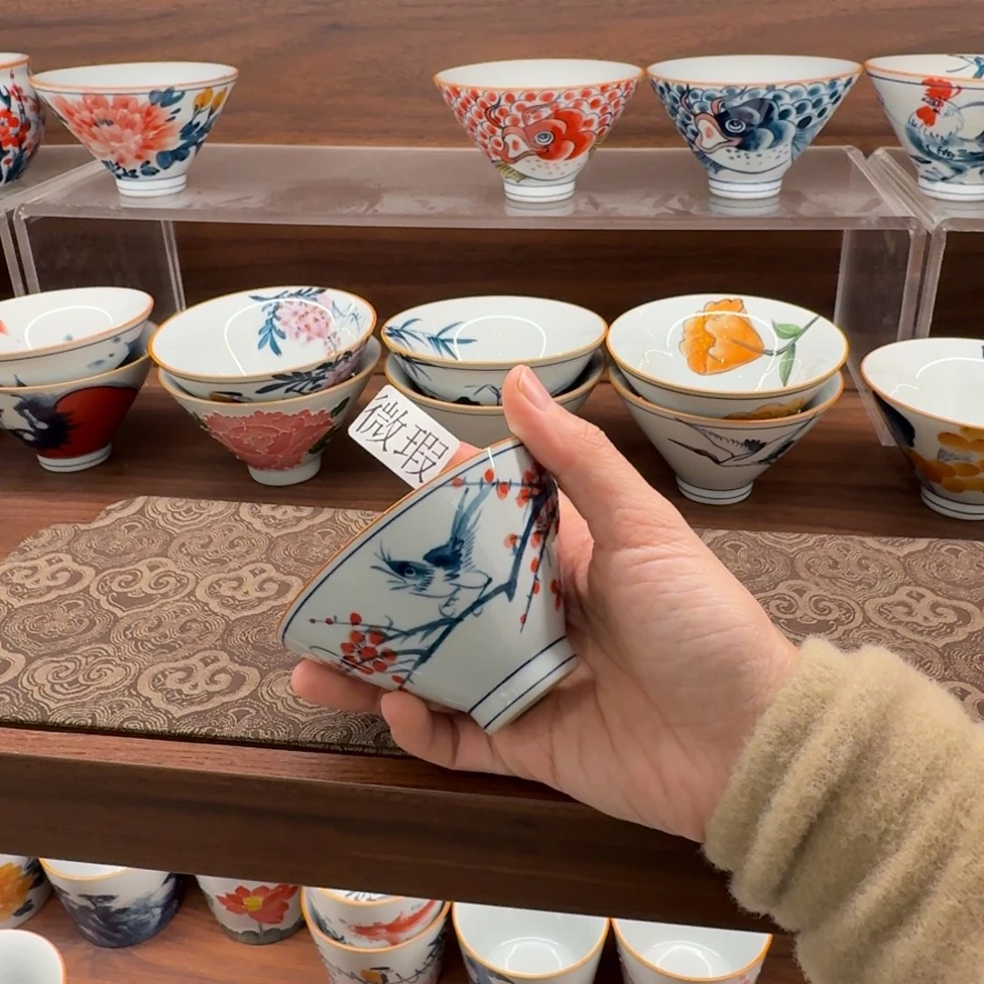 釉下手绘茶具微瑕
