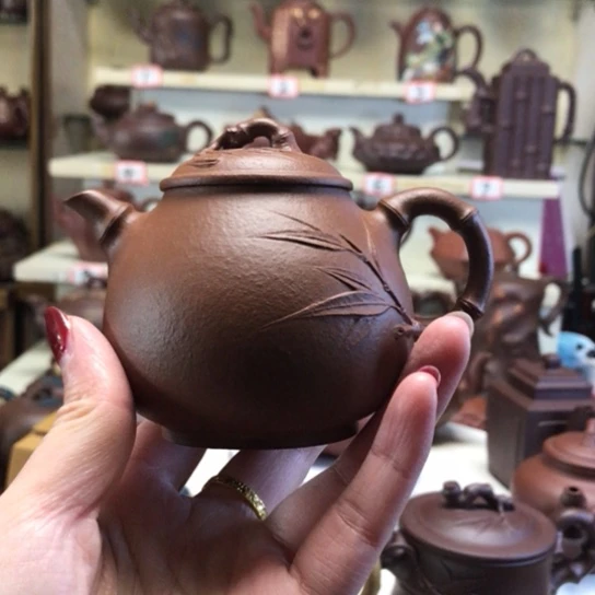 紫砂茶壶竹段梨形壶