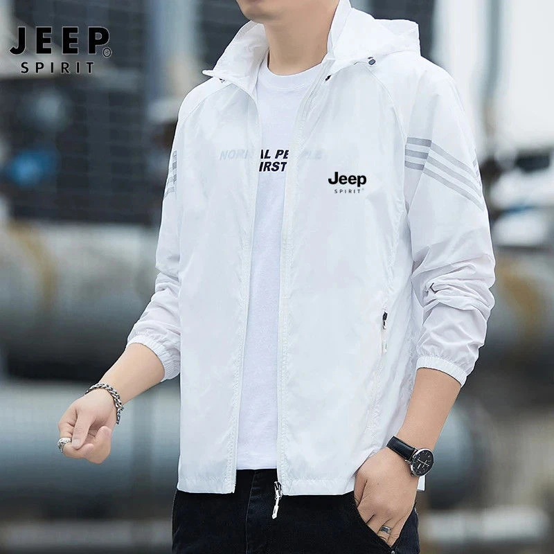 JEEP吉普夏季防晒衣服连帽冰丝皮肤衣透气薄款户外防紫外线钓鱼衣