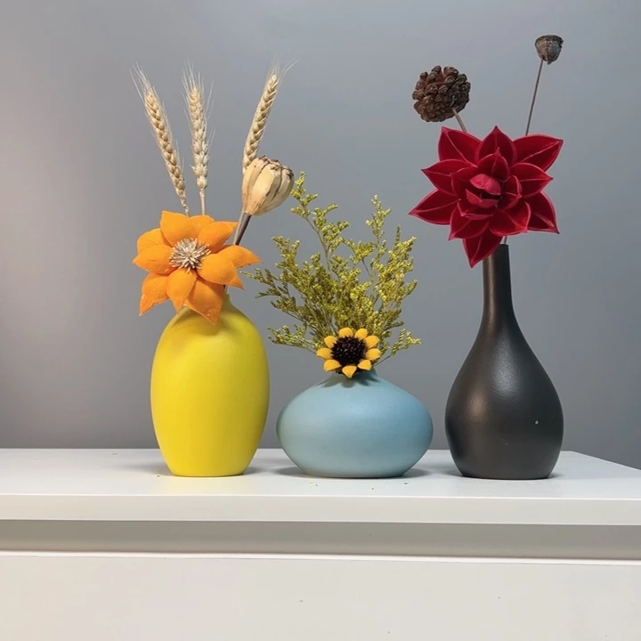 摆件景德镇手作陶瓷花瓶摆件无孔