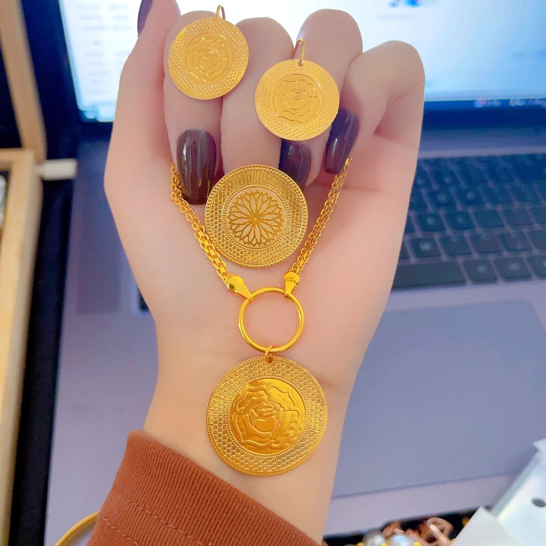 铜合金项链 339新款三件套首饰耳环项链戒指爆款白搭