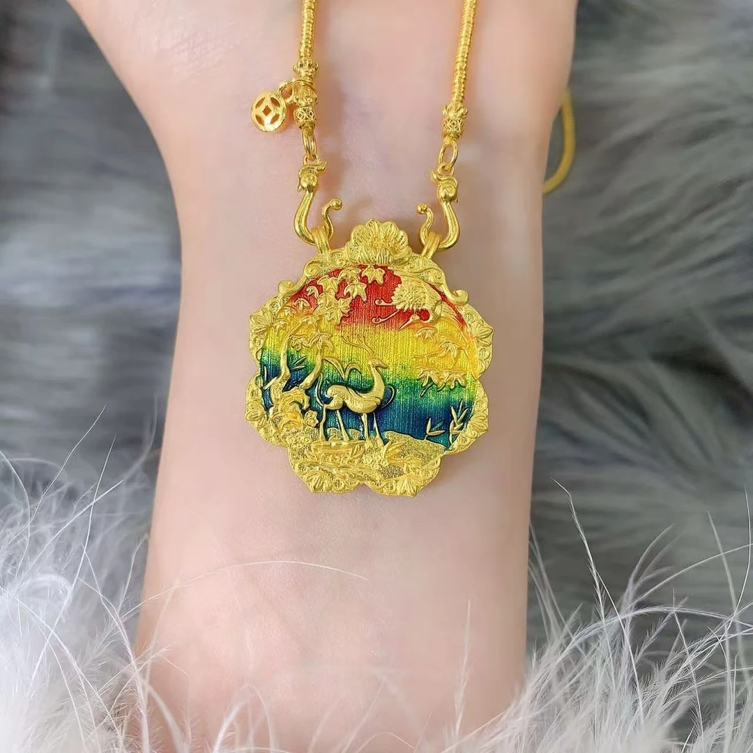 【伟新源】足金999 烧蓝工艺 九色鹿30克（不含链）