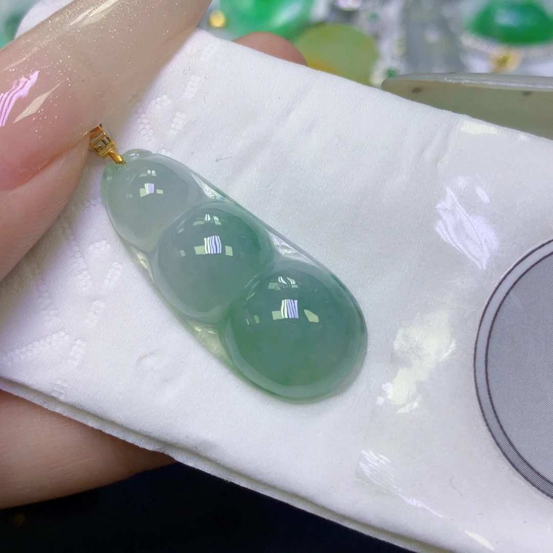 翡翠18K金镶嵌颈饰天然缅甸翡翠a货百元以上9元证书费自理