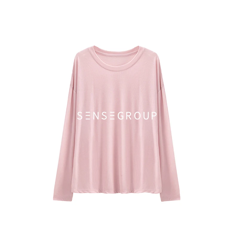 拾尚共合「软糯舒感」长袖T恤女春夏款亲肤柔软针织上衣