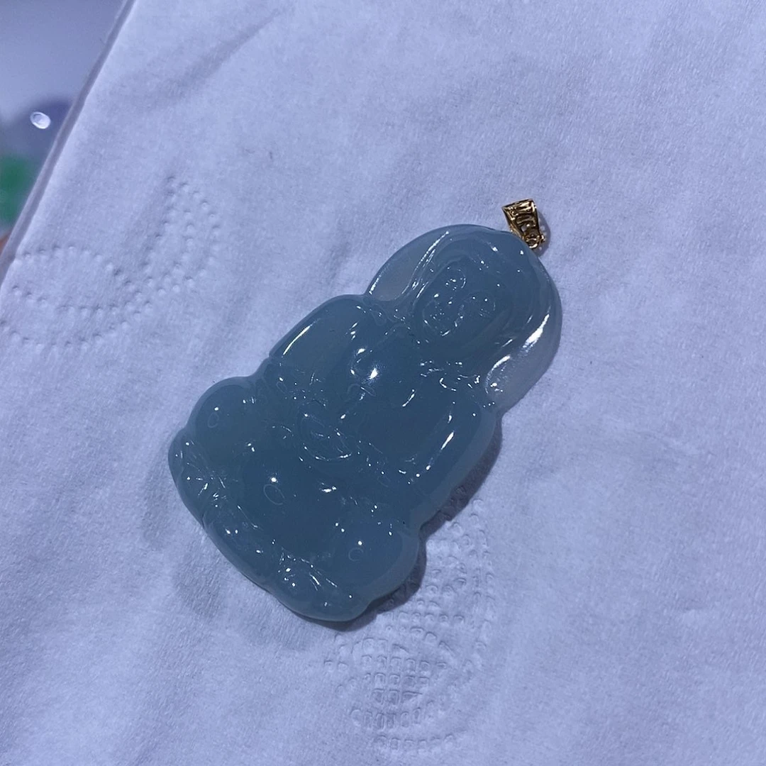 翡翠吊坠(不含链)18K金镶嵌