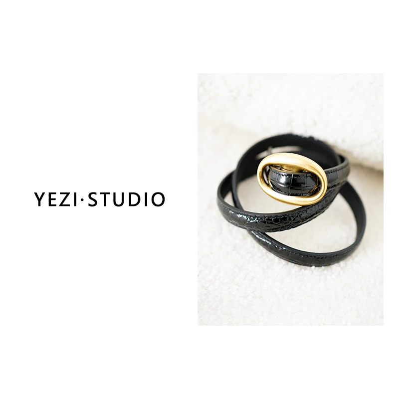 MUSEWAVE MSW/沐诗薇杨树林头层牛皮鳄鱼纹铜镀金扣腰带25148009