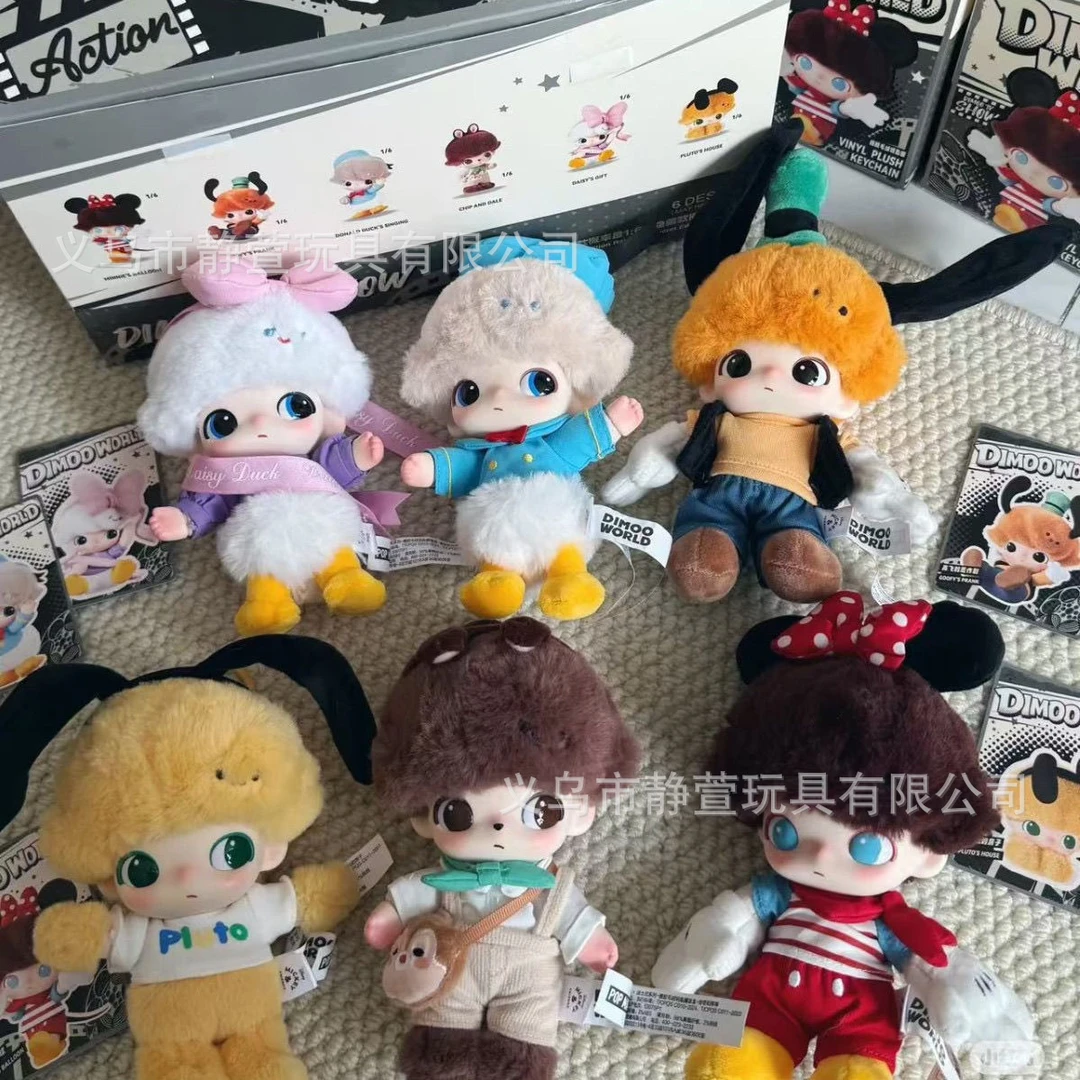 POP MA泡玛特 DIMOO WORLD×迪士尼系列-搪胶毛绒钥匙圈盲盒米奇