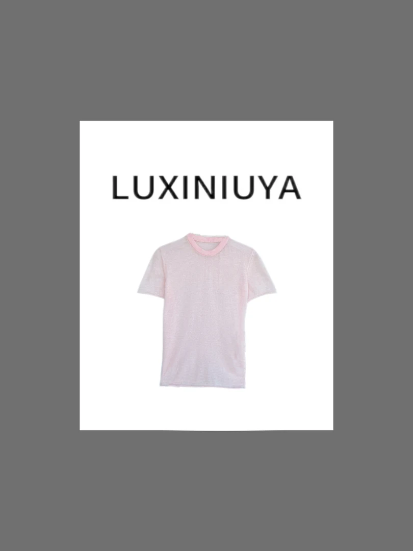 【LUXINIUYA】 夏季新款字母刺绣软糯舒适透气针织薄T恤#CX3374