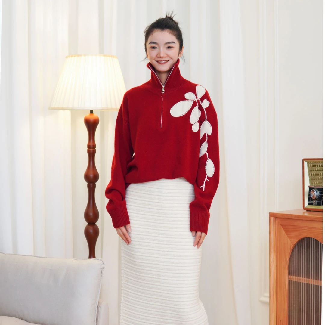 CHUN·「多琳刺绣钩花针织衫」百搭时尚纯色简约文艺气质休闲日常减