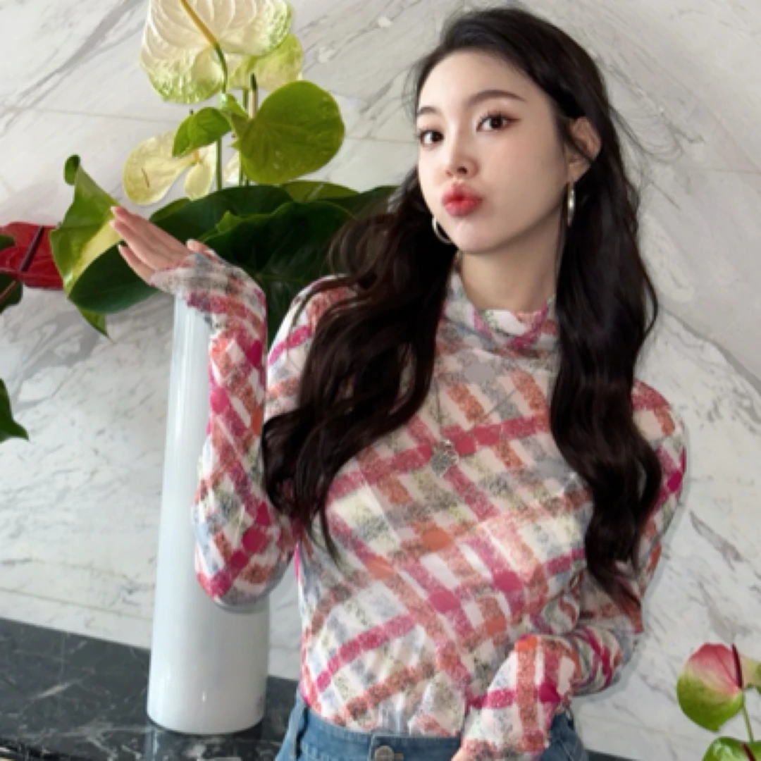 GIRDEAR/哥弟时尚薄款彩色打底衫纱衣1300237