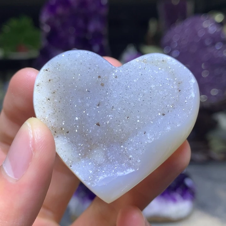 未镶嵌珠宝半成品紫晶爱心