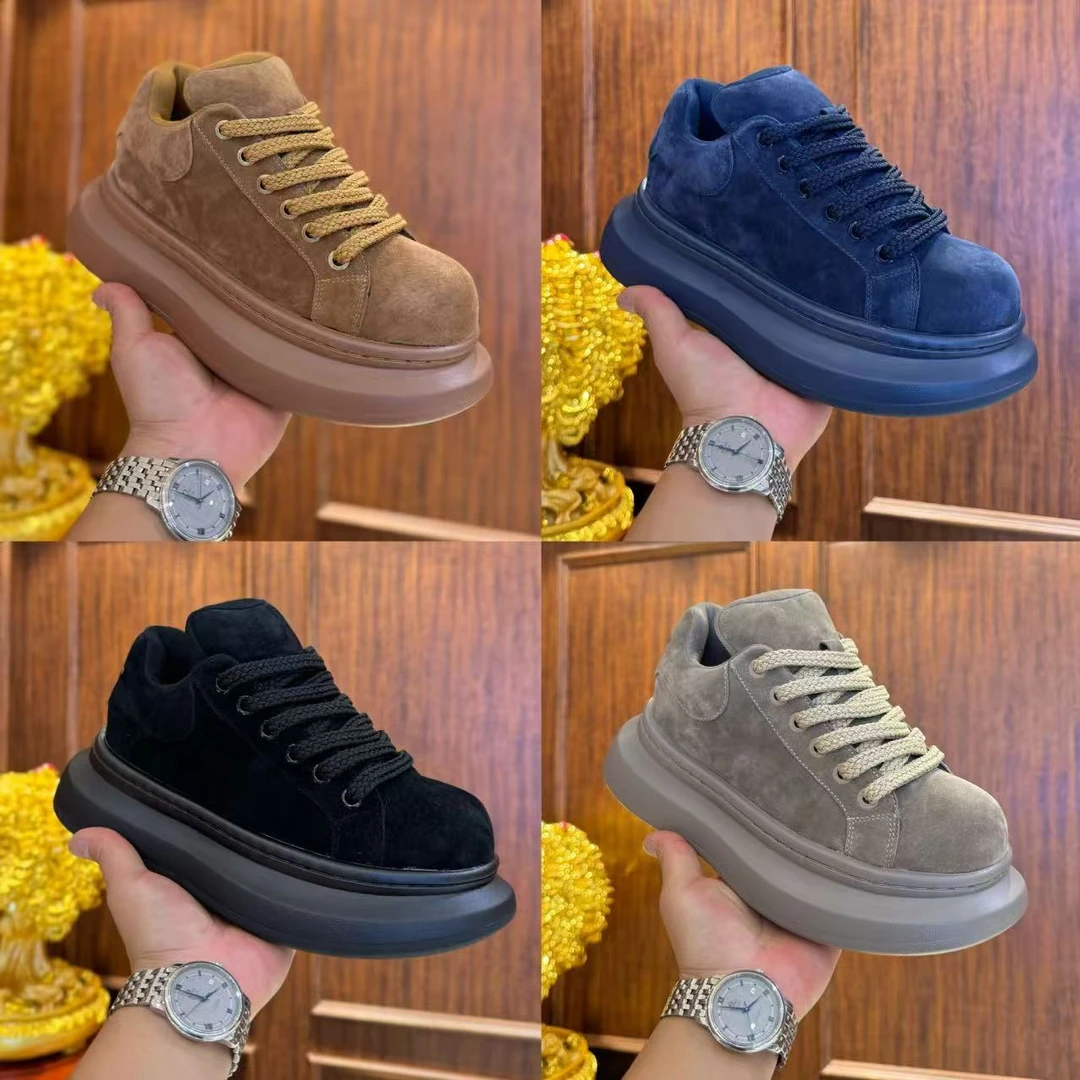 DL冬季新款男士磨砂皮面运动鞋时尚百搭厚底增高大头面包休闲鞋