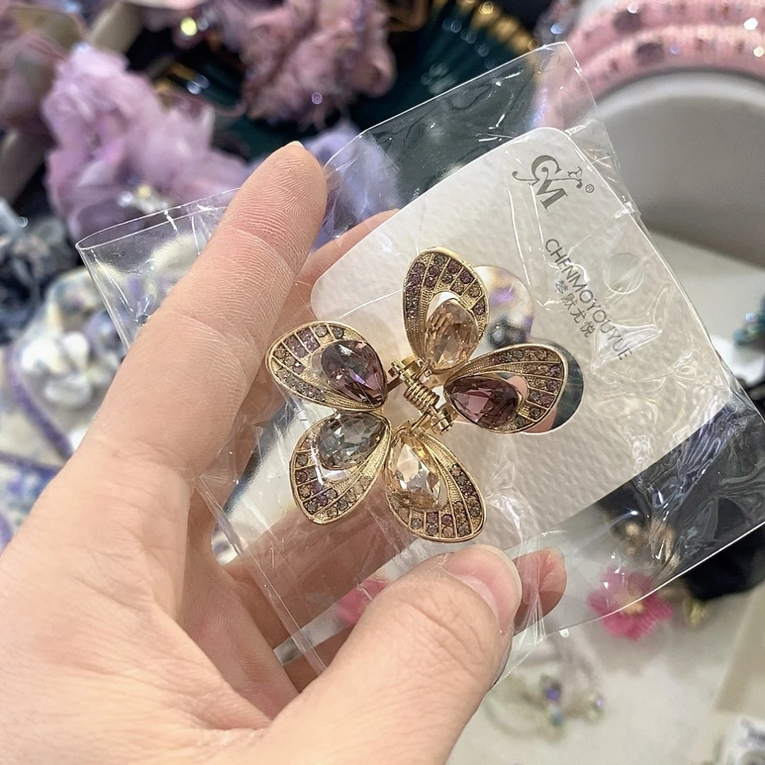 仿水晶合金花朵抓夹