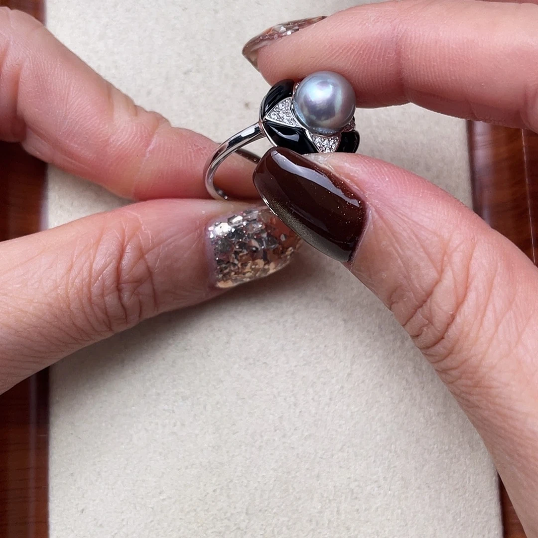 银S925镶嵌海水珍珠戒指