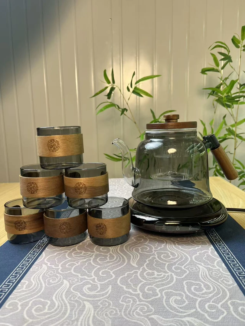 电陶炉专用加厚玻璃茶壶防爆耐高温胡桃木煮茶器