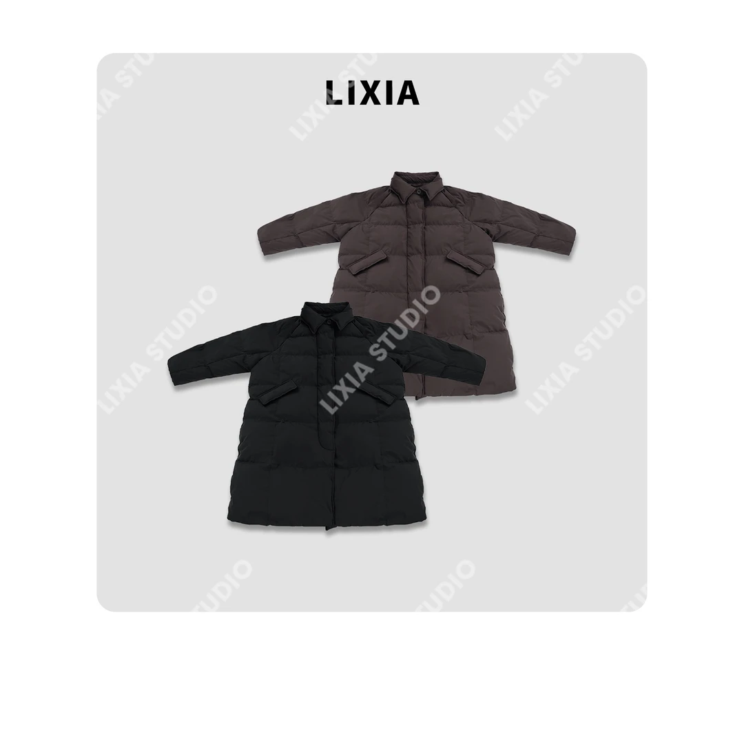 LIXIA【绒境长叙】极简男友风宽松中长款加绒超保暖鸭绒服-D10519