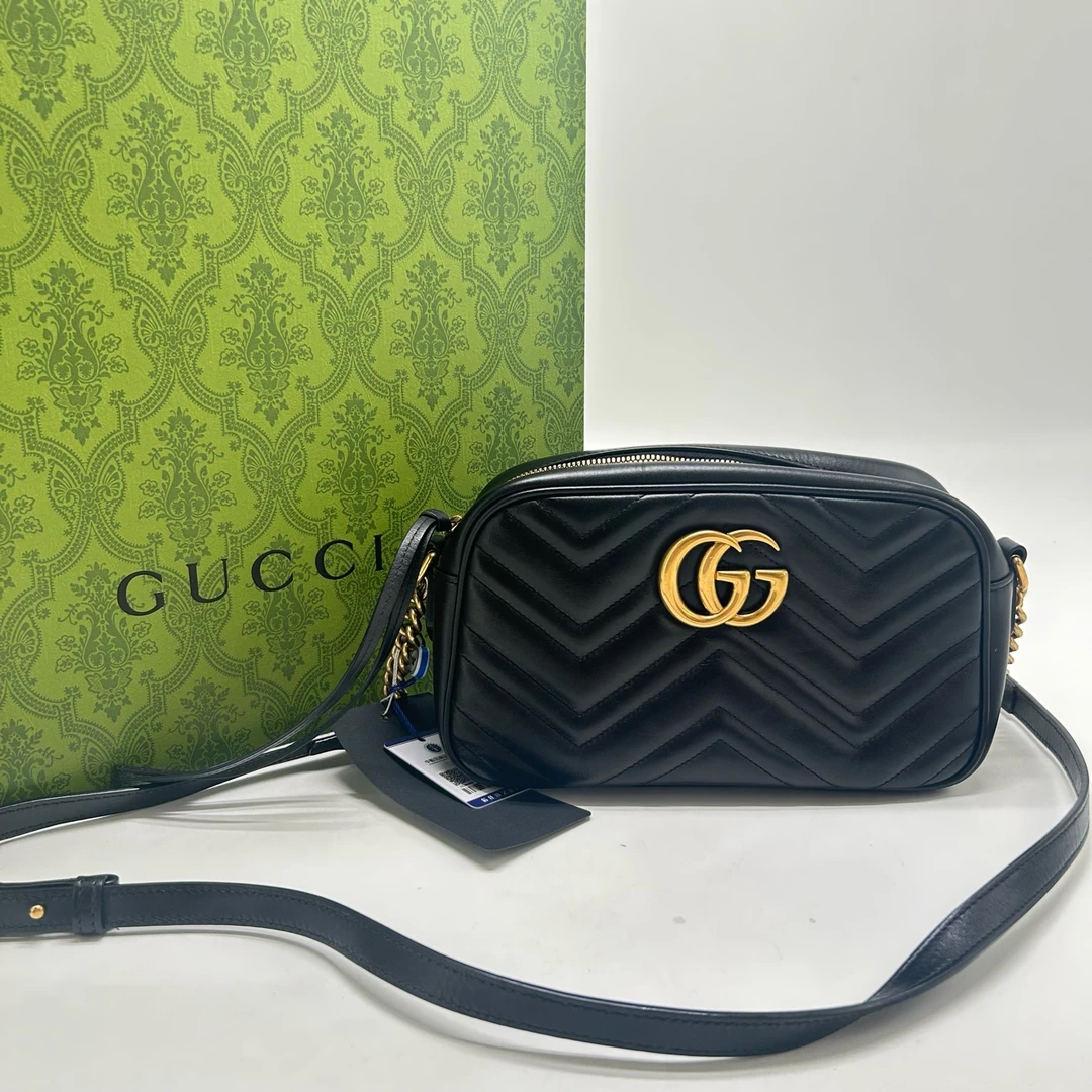 95新 GUCCI/古驰    古驰马蒙黑色单肩包 yy/1531 2128