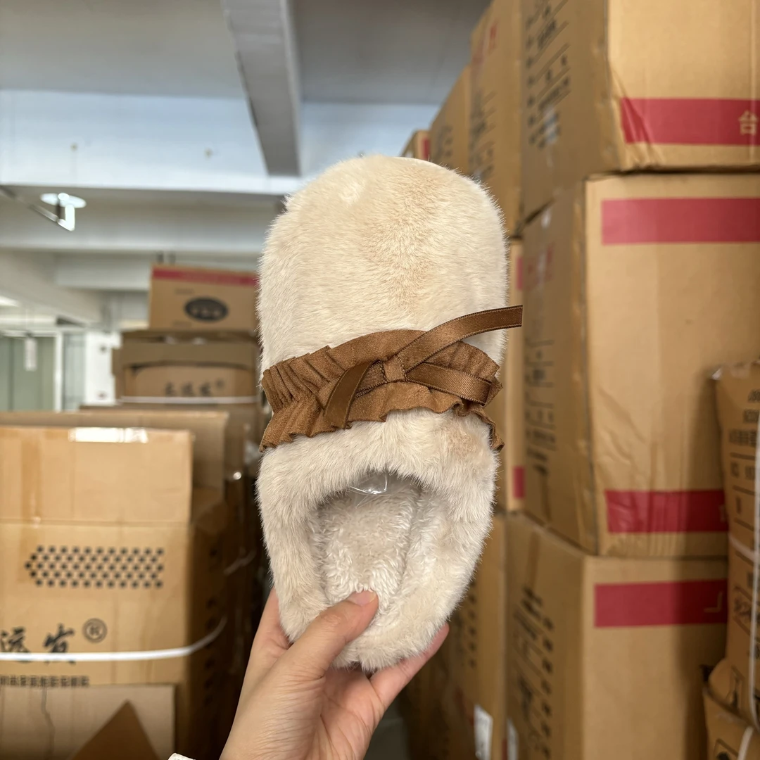 【断码捡漏】蝴蝶结秋冬季保暖居家室内毛绒包头棉拖2405