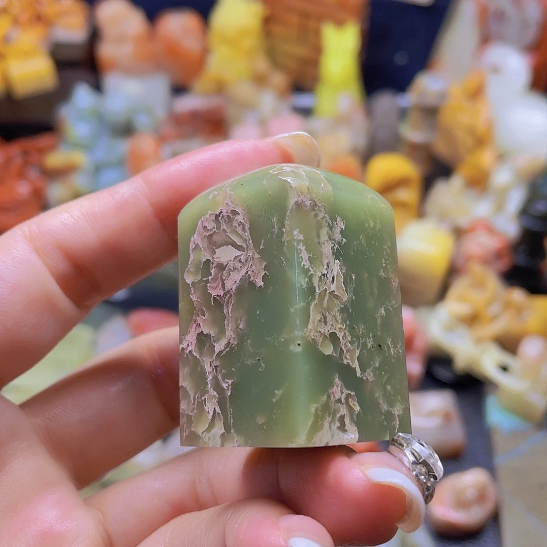 青田石印石艾叶绿