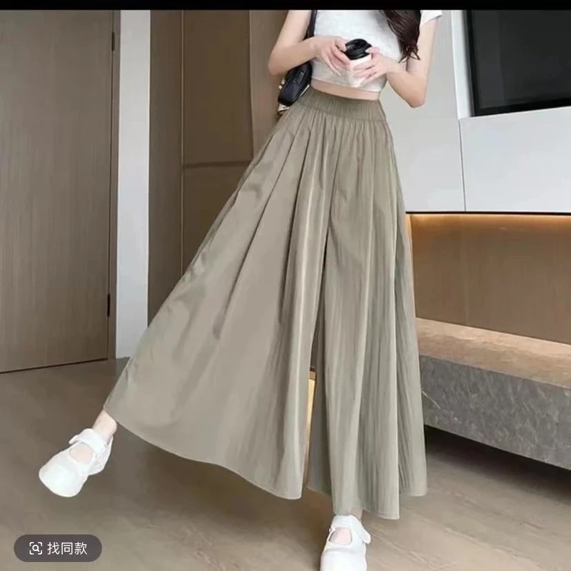 【有口袋】【多色多码】山本裙裤女高腰长裙薄款冰丝阔腿裤2