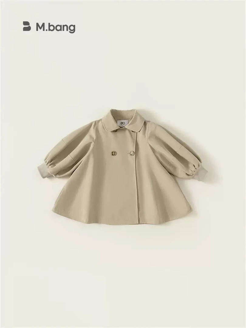 儿童新款韩版外套女童灯笼袖风衣