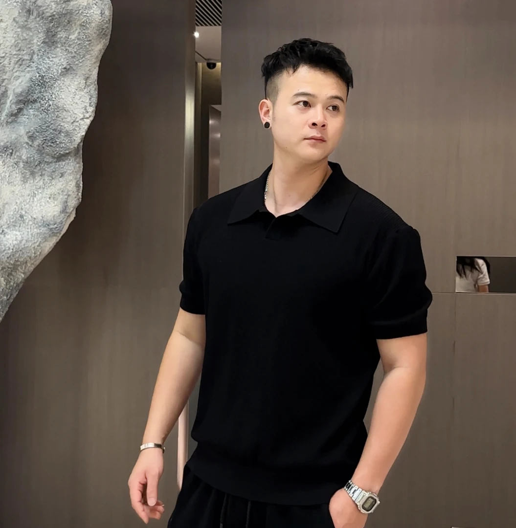 静奢新贵老钱混纺棉海鸥领百搭柔软感针织Polo衫