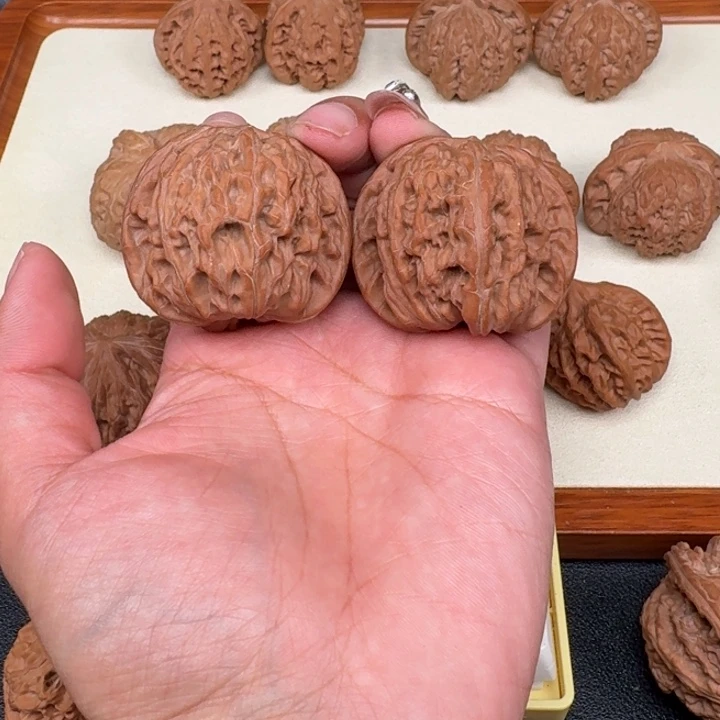 a***源文玩核桃把件全品磨盘42