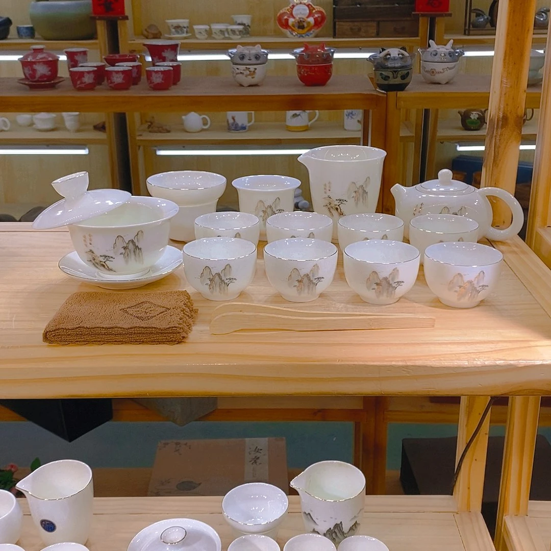 【不止】羊脂玉瓷茶具套装