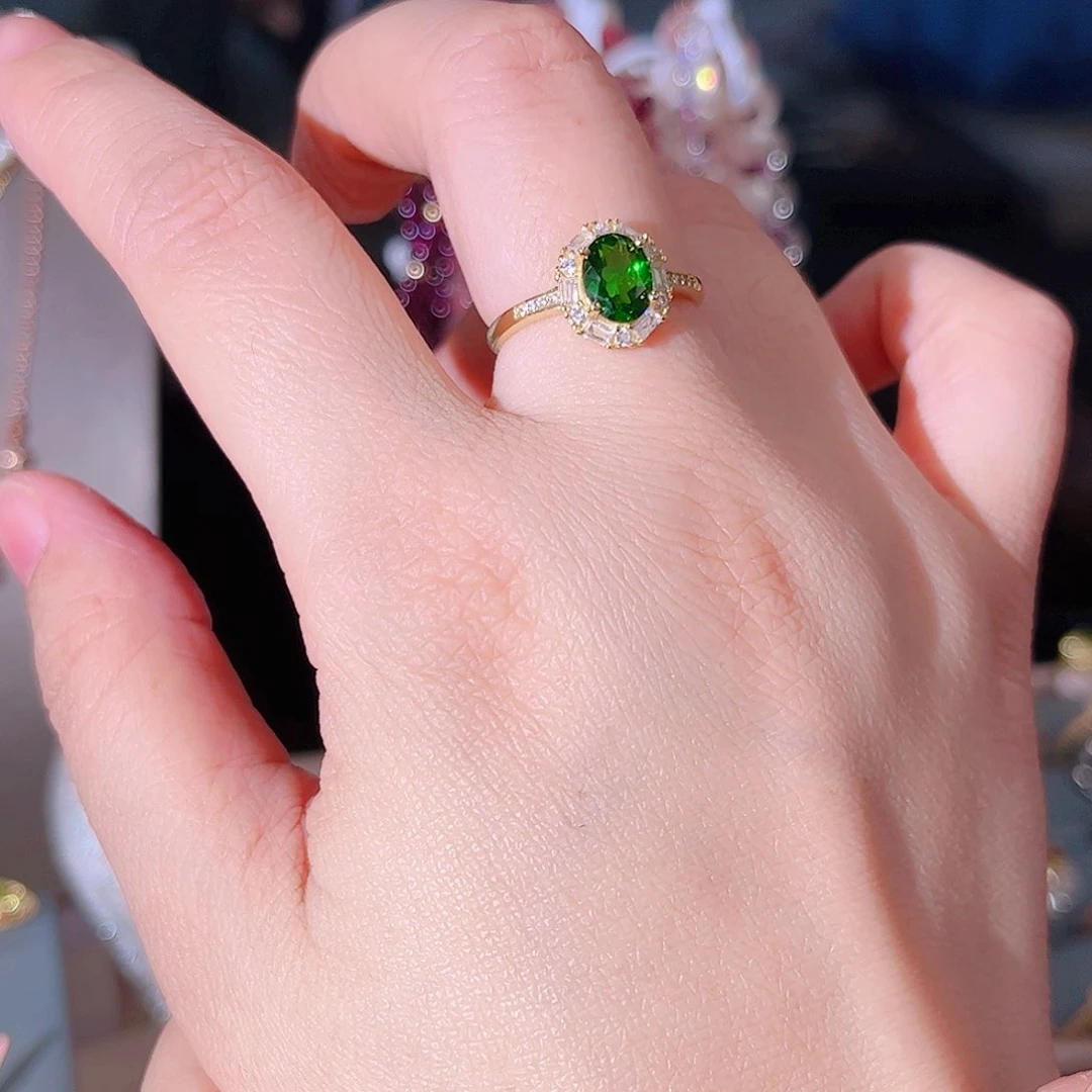 透辉石戒指银S925镶嵌