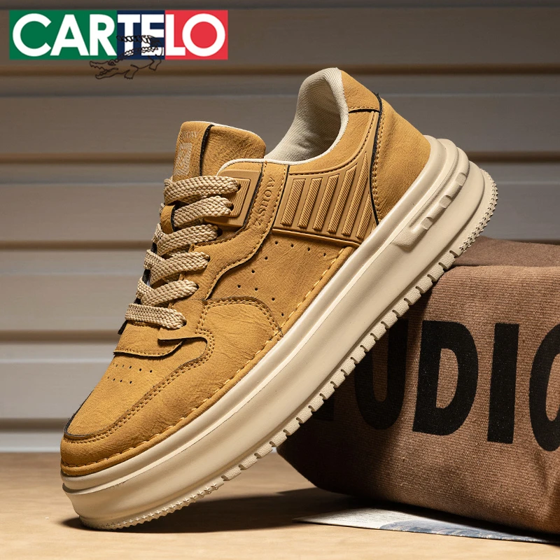 卡帝乐鳄鱼潮牌男鞋2025秋季百搭低帮厚底板鞋时尚运动男士休闲鞋