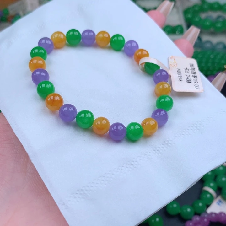 七***.缅料卡8多宝色手链