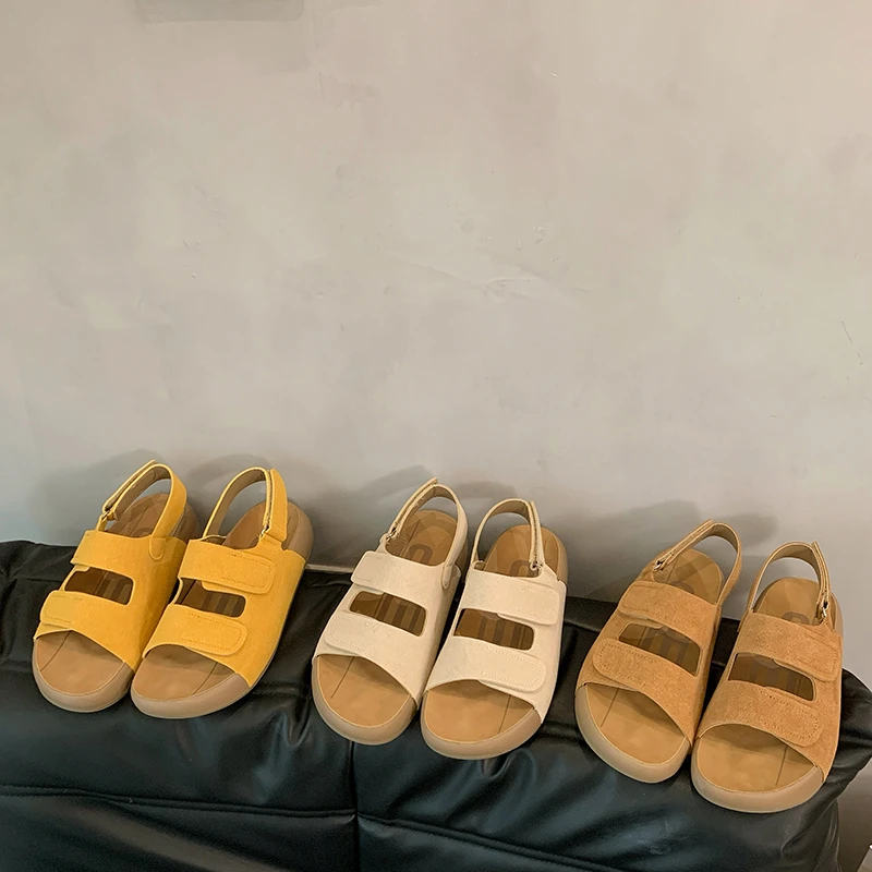 女鞋2025年夏季新款时尚软底勃肯凉鞋休闲百搭外穿魔术贴沙滩凉鞋