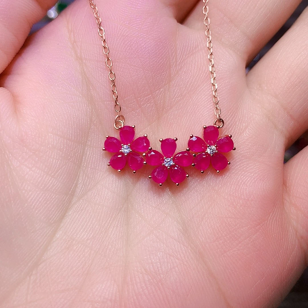 颈饰银S925镶嵌红宝石