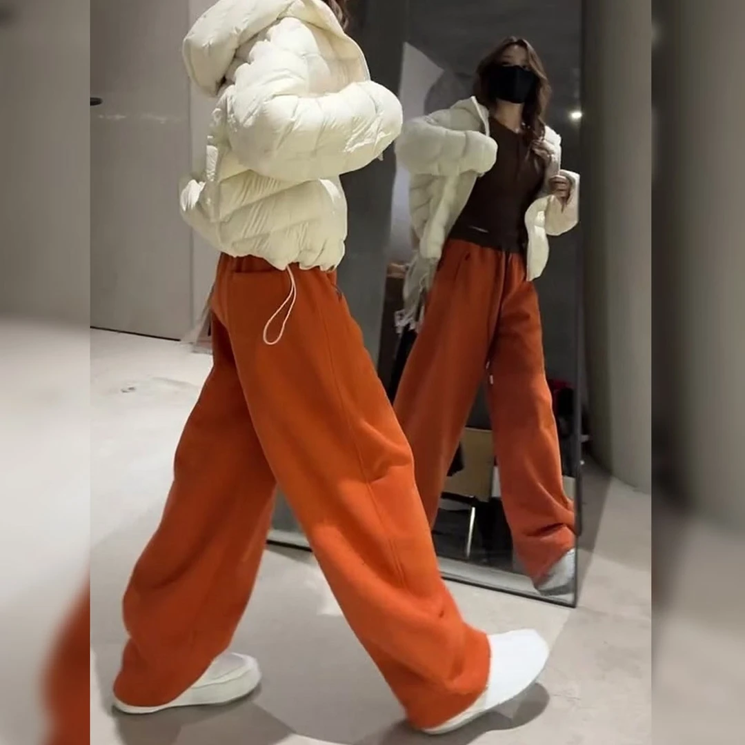 气质橘色长裤洋气通勤高腰显瘦保暖女款休闲裤时尚2025冬季新款